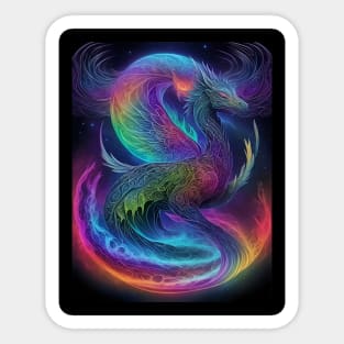 Mystical psychedelic dragon Sticker